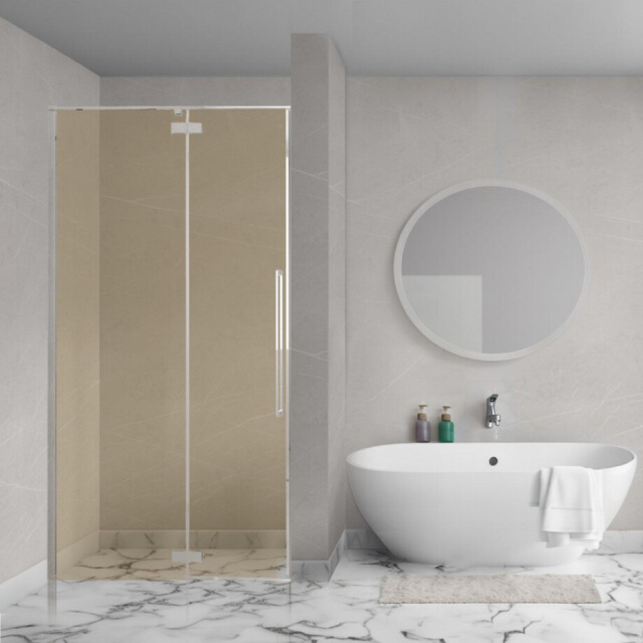 Aqua Vista Oria Linea nisdeur - 120x200cm - incl. montageset - champagne glas - Chroom SW1186338/SW1175898 afbeelding 1