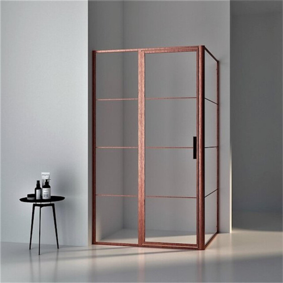 Aqua Vista Triple Draaideur - 90x200cm - 8mm - helder glas - onderdeel hoekcabine - geborsteld koper R-BC-C90-FFF afbeelding 1