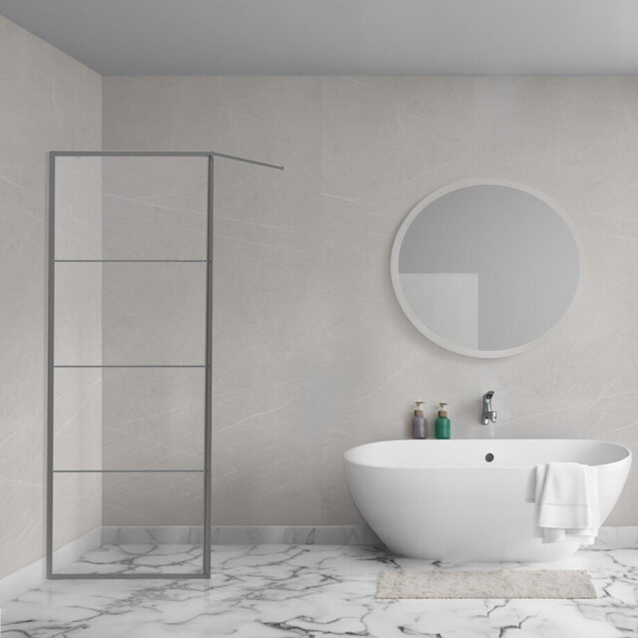 Aqua Vista Triple Zijwand - 100x200 cm - incl. wandbeugel - helder glas - Gunmetal (antraciet) R-GML-2120-100-FFF afbeelding 1