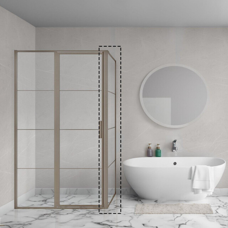 Aqua Vista Triple Zijwand - 90x200 cm - incl. wandbeugel - helder glas - Gunmetal (antraciet) R-GML-2120-80-FFF afbeelding 1