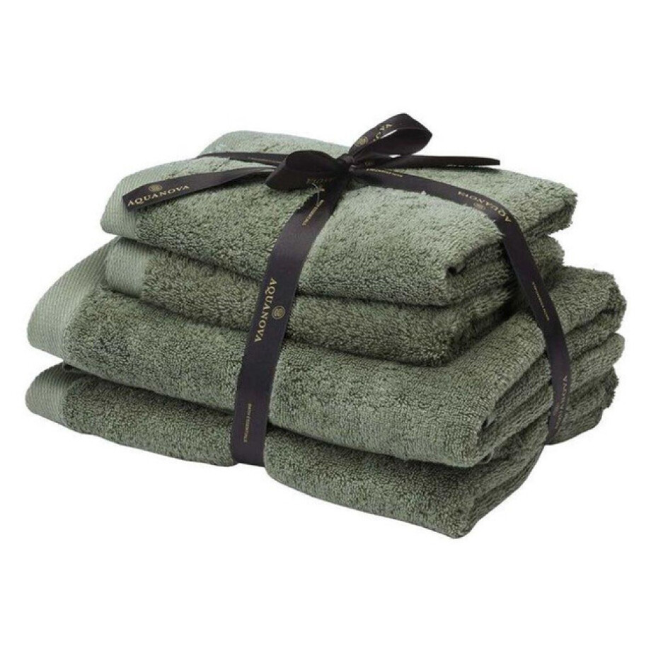 Aquanova Rio - Handdoek bundel - GOTS KATOEN - 2x 50x100 + 2x 67x130 cm - Forest (legergroen) RIOBUS-269 afbeelding 1