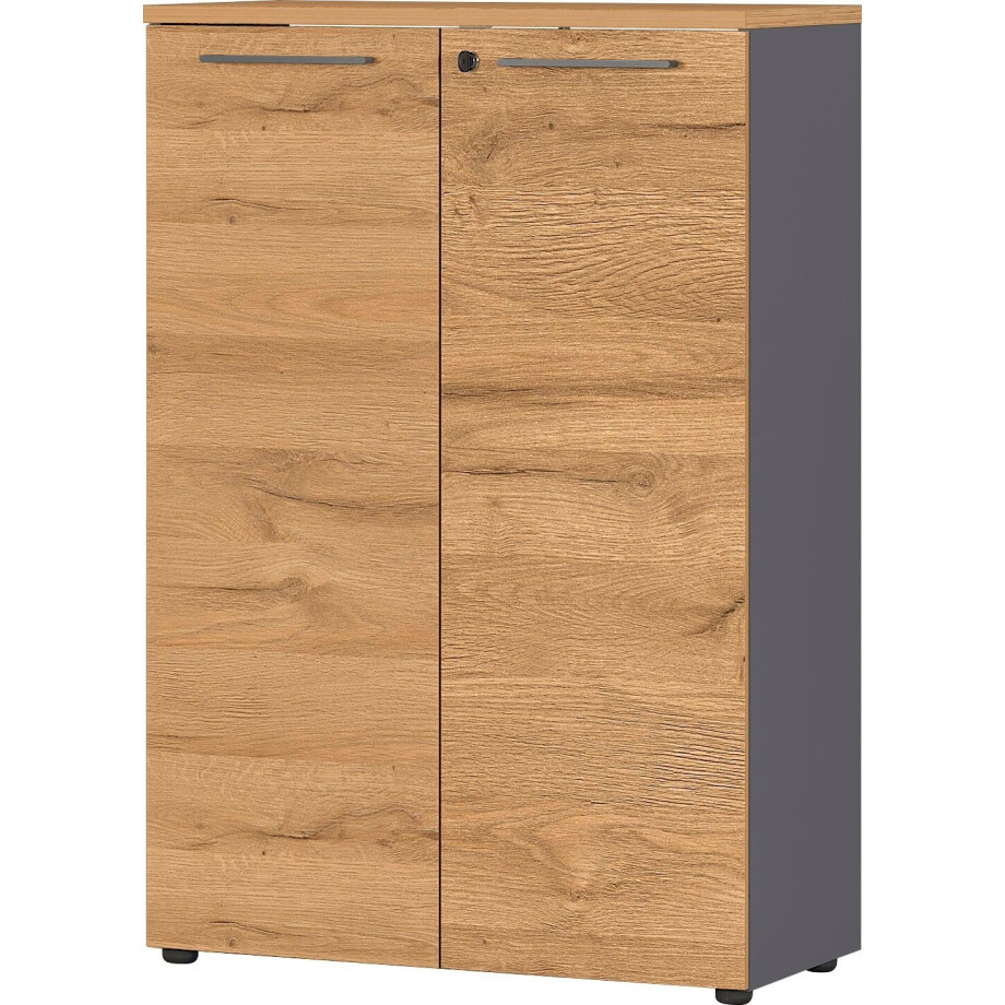 Archiefkast Agenda S 120 cm hoog in grafiet met grandson eiken afbeelding 1