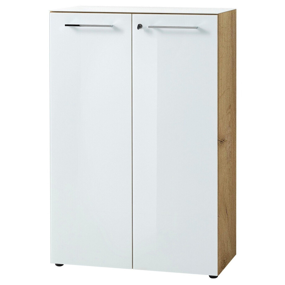 Archiefkast Monteria 120 cm hoog in navarra eiken met wit Archiefkast Monteria 120 cm hoog in navarra eiken met wit afbeelding 1