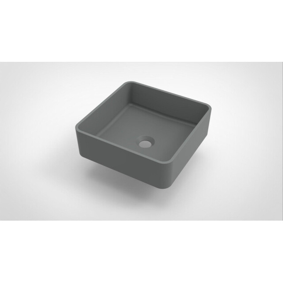 Arcqua Case waskom - 37x37cm - Vierkant - Cast marble - Grijs Mat WAS452415 afbeelding 1