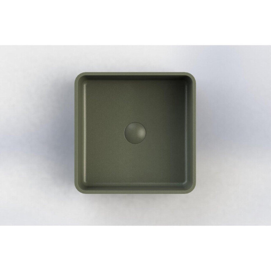 Arcqua Case waskom - 37x37cm - Vierkant - Cast marble Mat groen WAS396445 afbeelding 1