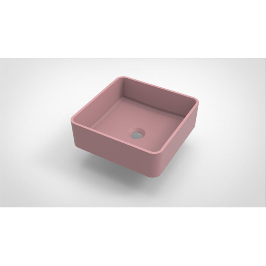 Arcqua Case waskom - 37x37cm - Vierkant - Cast marble Roze Mat WAS403840 afbeelding 1