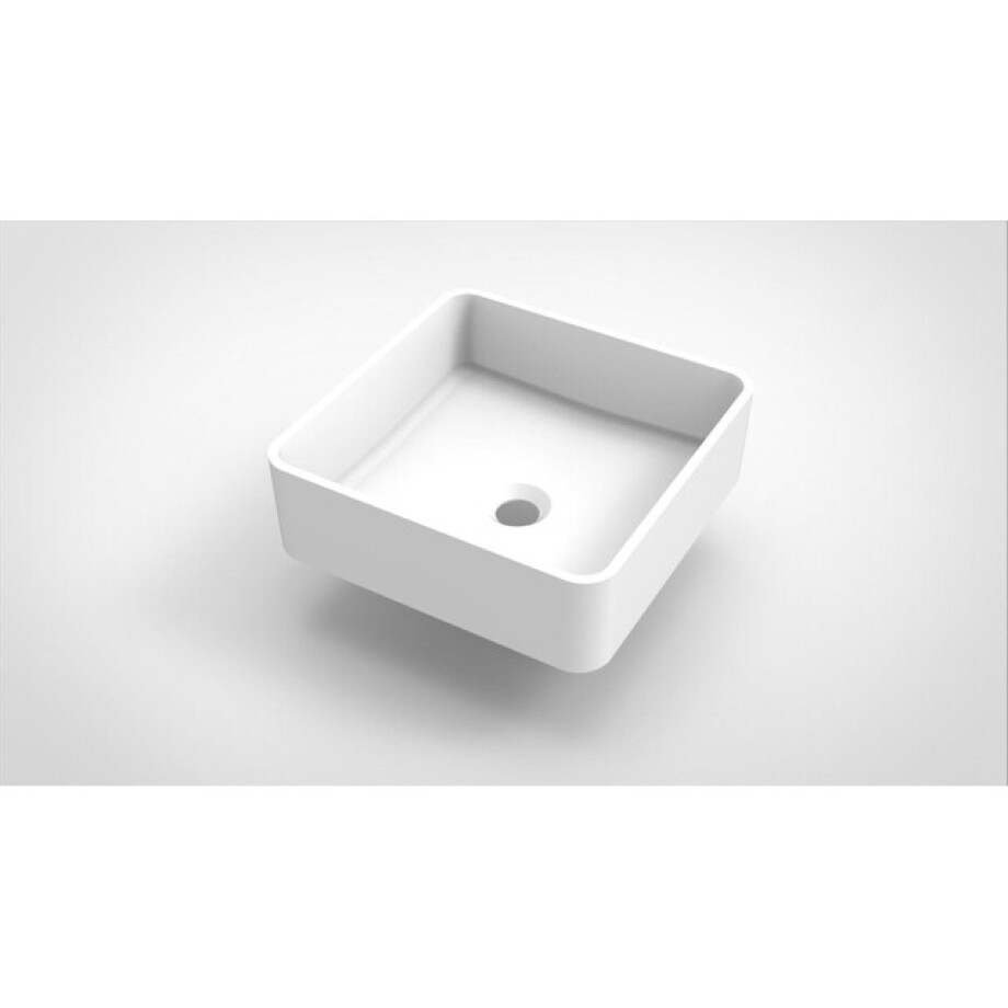 Arcqua Case waskom - 37x37cm - Vierkant - Cast marble Wit Mat WAS111015 afbeelding 1