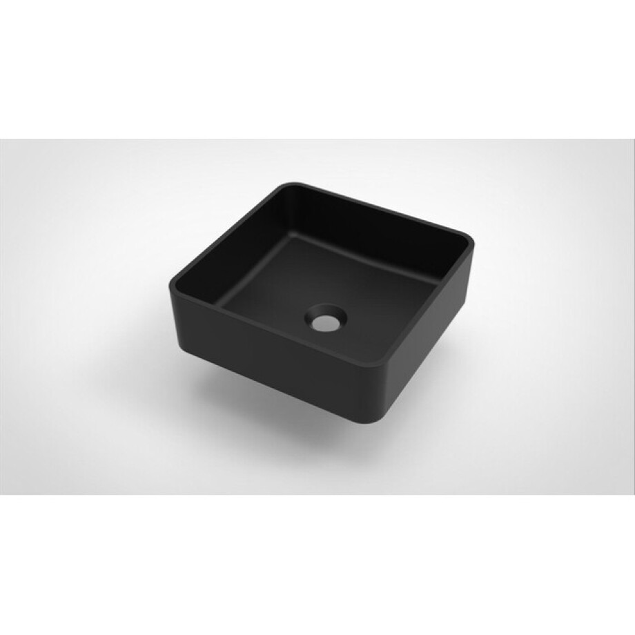 Arcqua Case waskom - 37x37cm - Vierkant - Cast marble Zwart Mat WAS122540 afbeelding 1