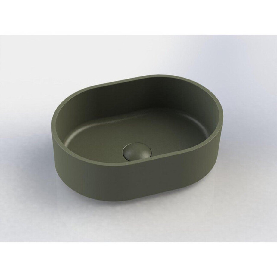 Arcqua Case waskom - 40x28cm - Ovaal - Cast marble Mat groen WAS396111 afbeelding 1
