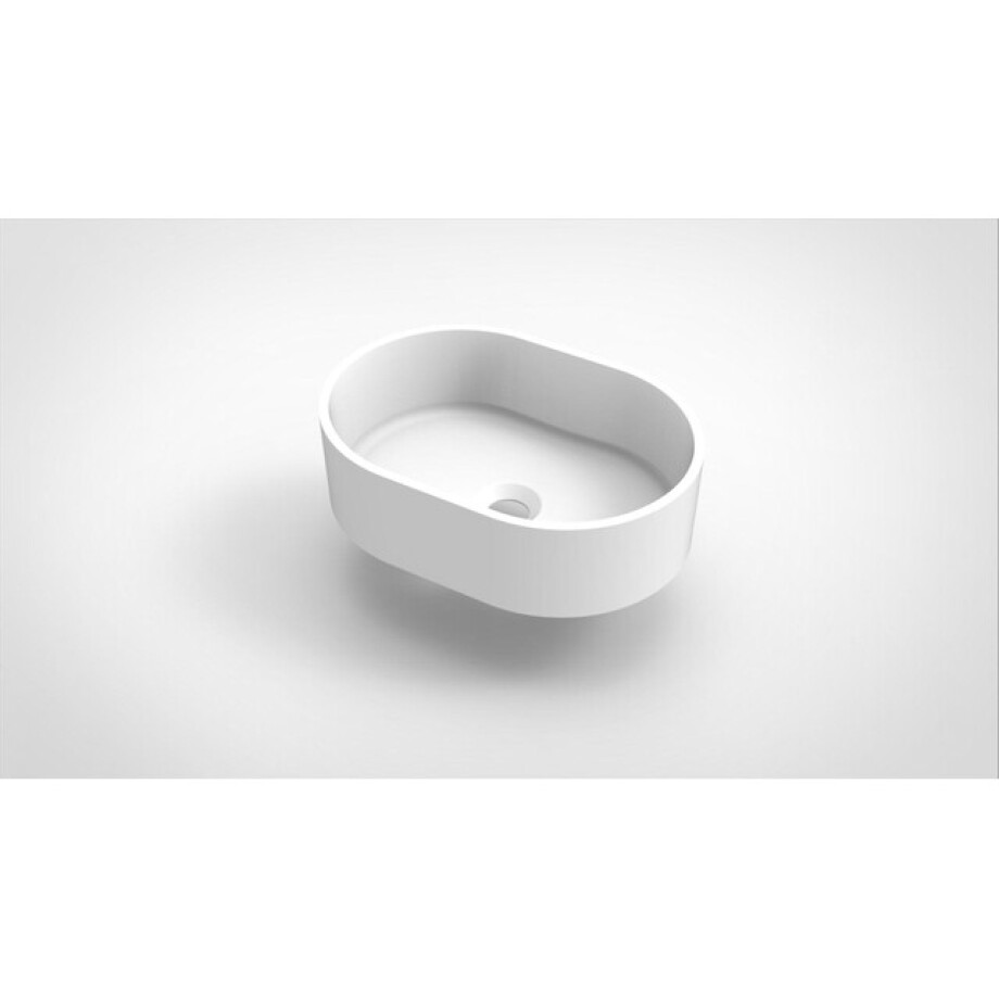 Arcqua Case waskom - 40x28cm - Ovaal - Cast marble Wit Mat WAS114045 afbeelding 1