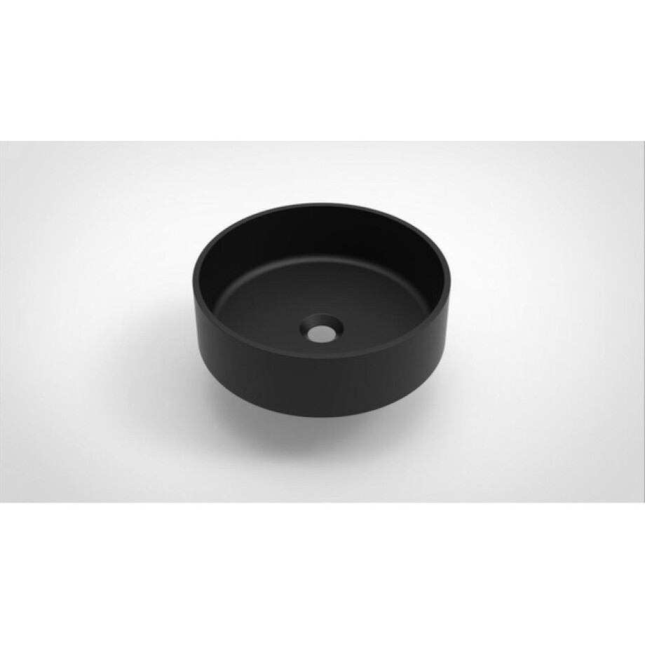 Arcqua Case waskom - 40x40cm - Rond - Cast marble Zwart Mat WAS124560 afbeelding 1