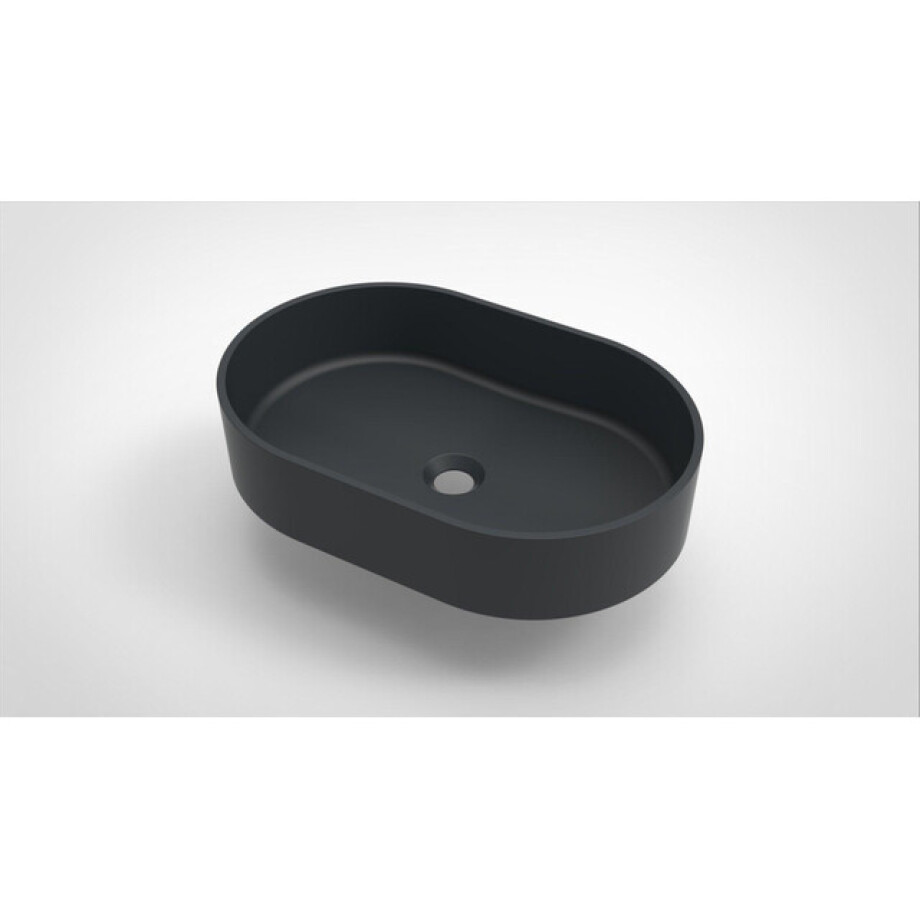 Arcqua Case waskom - 55x36cm - Ovaal - Cast marble Antraciet Mat WAS462050 afbeelding 1