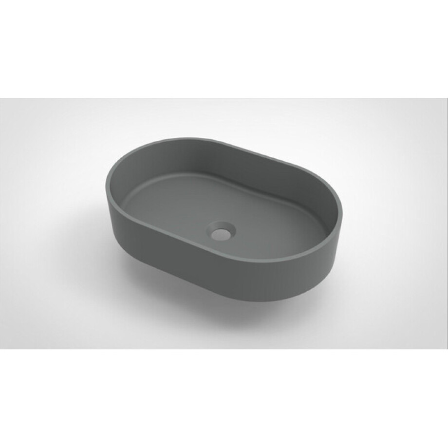 Arcqua Case waskom - 55x36cm - Ovaal - Cast marble Grijs Mat WAS453255 afbeelding 1