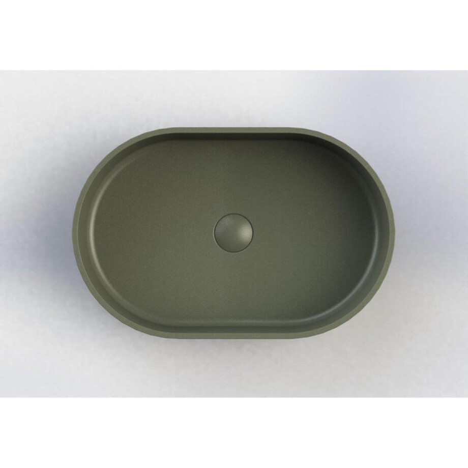 Arcqua Case waskom - 55x36cm - Ovaal - Cast marble Mat groen WAS394565 afbeelding 1