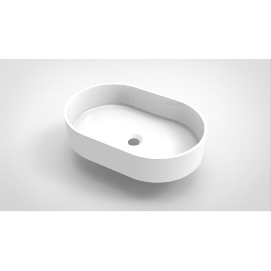 Arcqua Case waskom - 55x36cm - Ovaal - Cast marble Wit Glans WAS106385 afbeelding 1