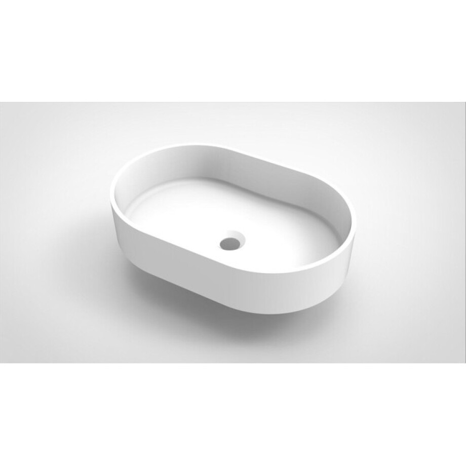 Arcqua Case waskom - 55x36cm - Ovaal - Cast marble Wit Mat WAS115055 afbeelding 1