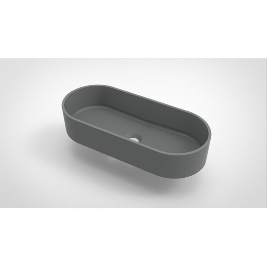 Arcqua Case waskom - 60x26cm - Ovaal - Cast marble Grijs Mat WAS453465 afbeelding 1