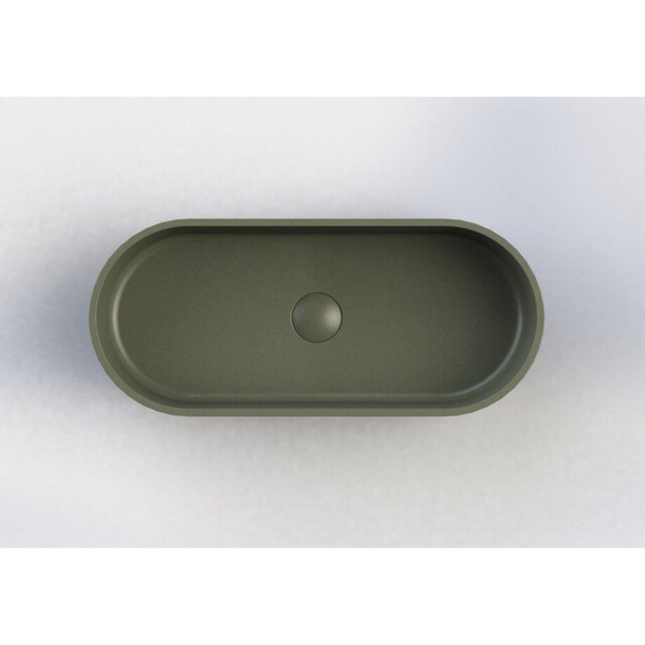 Arcqua Case waskom - 60x26cm - Ovaal - Cast marble Mat groen WAS390001 afbeelding 1