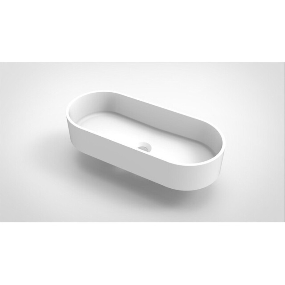 Arcqua Case waskom - 60x26cm - Ovaal - Cast marble Wit Mat WAS116065 afbeelding 1