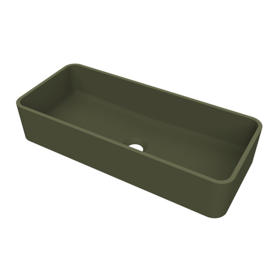 Arcqua Case waskom - 60x26cm - Rechthoek - Cast marble Mat groen WAS397488 afbeelding 1