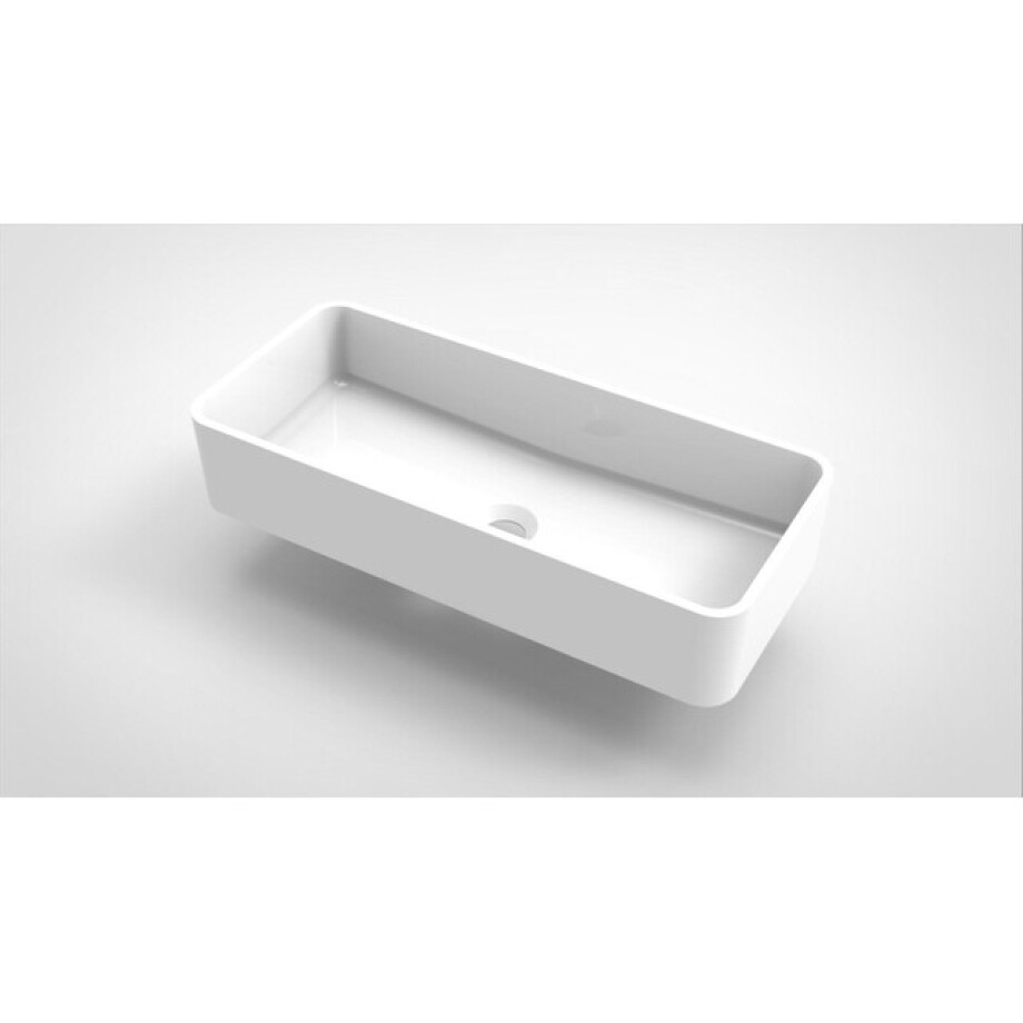 Arcqua Case waskom - 60x26cm - Rechthoek - Cast marble Wit Glans WAS103654 afbeelding 1