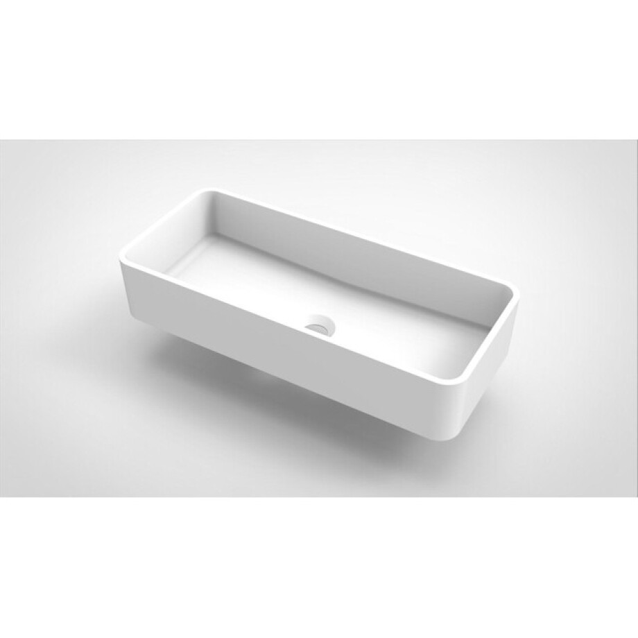 Arcqua Case waskom - 60x26cm - Rechthoek - Cast marble Wit Mat WAS112025 afbeelding 1