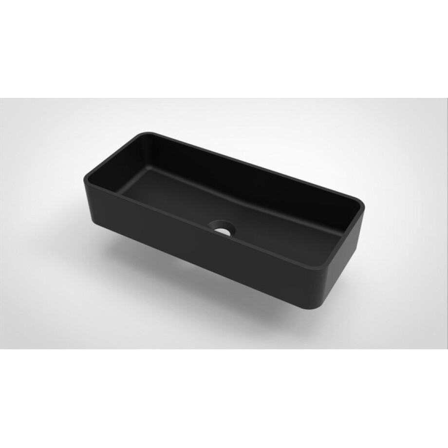 Arcqua Case waskom - 60x26cm - Rechthoek - Cast marble Zwart Mat WAS123550 afbeelding 1