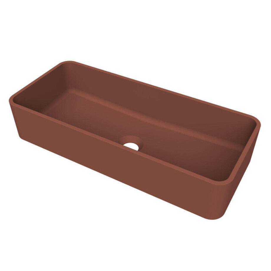 Arcqua Case waskom - rechthoek - 60x26cm - mat terracotta WAS758508 afbeelding 1