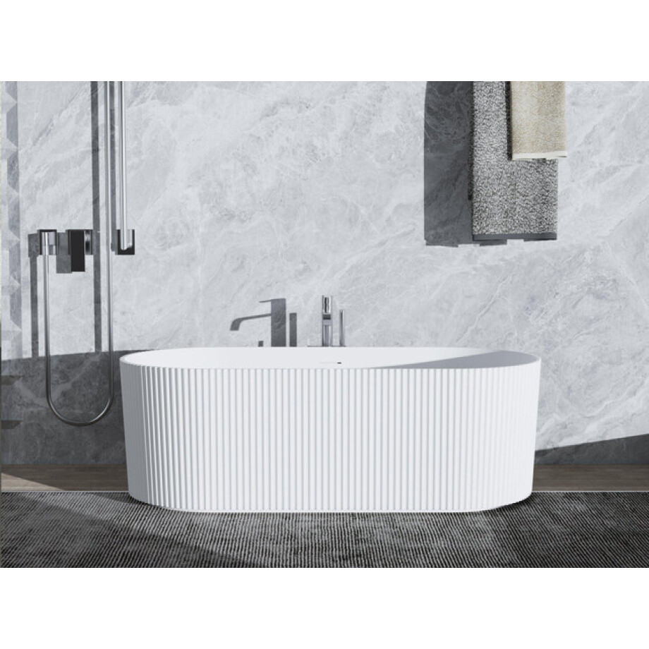 Arcqua Costilla vrijstaand ligbad - 170x80cm - verticale ribbel lijnen - acryl - glans wit BAD105771 afbeelding 1