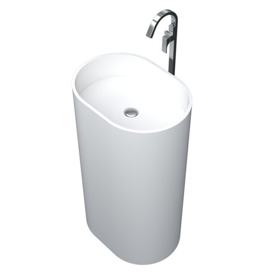 Arcqua Crosstone Wendy vrijstaande wastafel 53x38x90cm solid surface ovaal mat wit CTWL114359 afbeelding 1