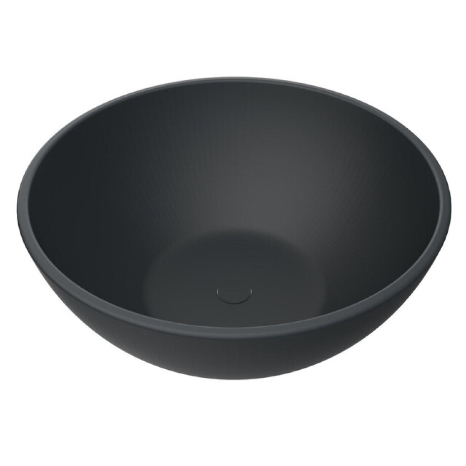 Arcqua Prince Waskom Opbouw - 38cm - rond - cast marble - mat antraciet WAS465199 afbeelding 1