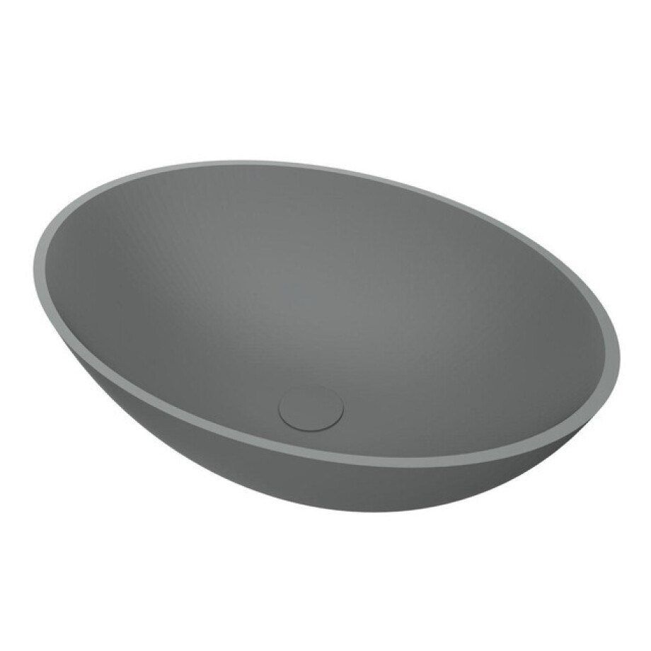 Arcqua Prince Waskom Opbouw - 49x34cm - ovaal - cast marble - mat grijs WAS459711 afbeelding 1