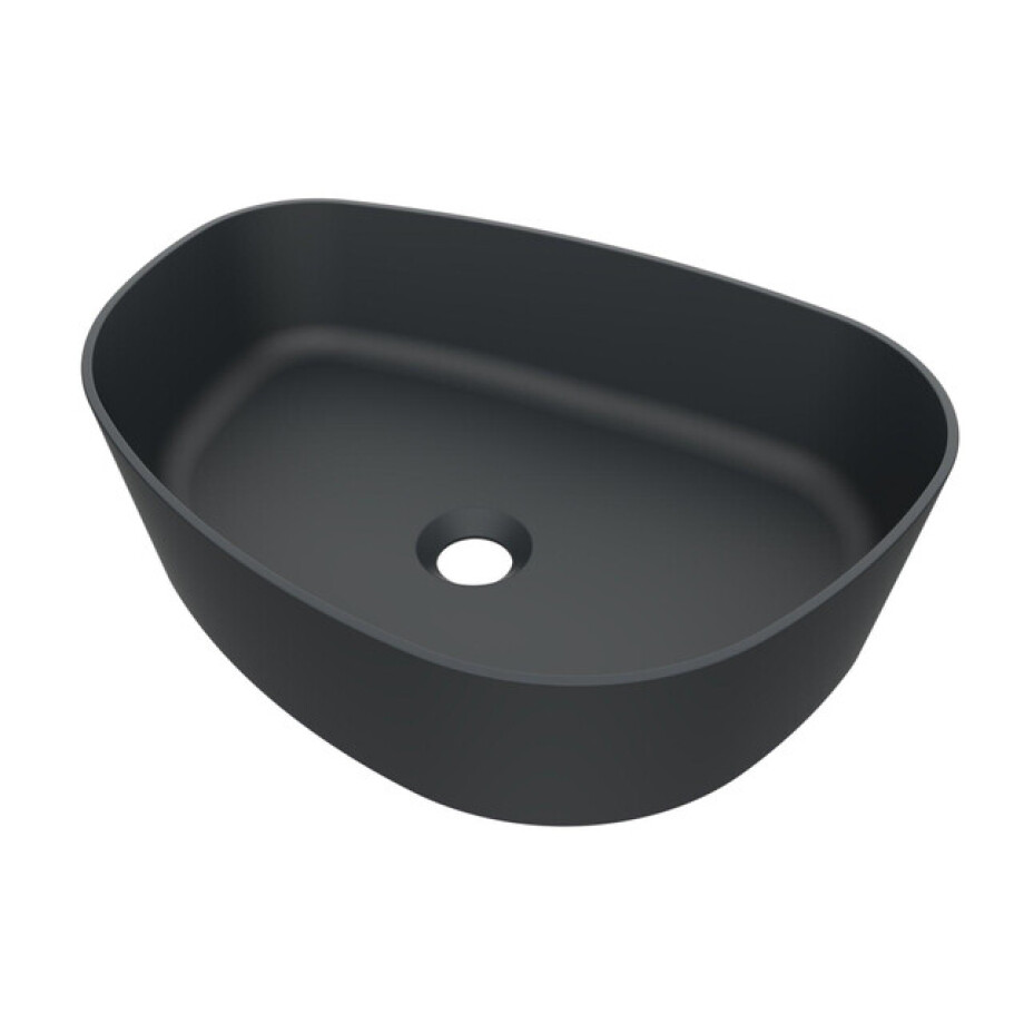 Arcqua Rocker waskom - 50x37x13cm - opbouw - rechts - organisch - cast marble antraciet mat WAS469104 afbeelding 1