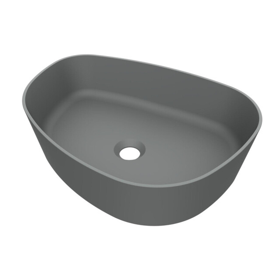 Arcqua Rocker waskom - 50x37x13cm - opbouw - rechts - organisch - cast marble grijs mat WAS452121 afbeelding 1