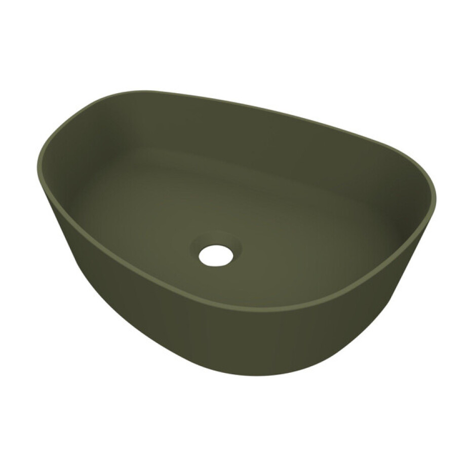 Arcqua Rocker waskom - 50x37x13cm - opbouw - rechts - organisch - cast marble groen mat WAS399111 afbeelding 1