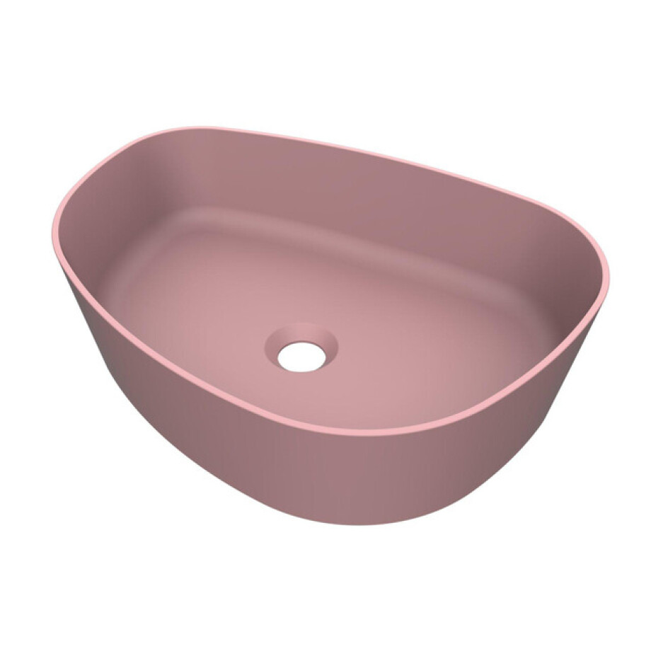 Arcqua Rocker waskom - 50x37x13cm - opbouw - rechts - organisch - cast marble roze mat WAS409910 afbeelding 1