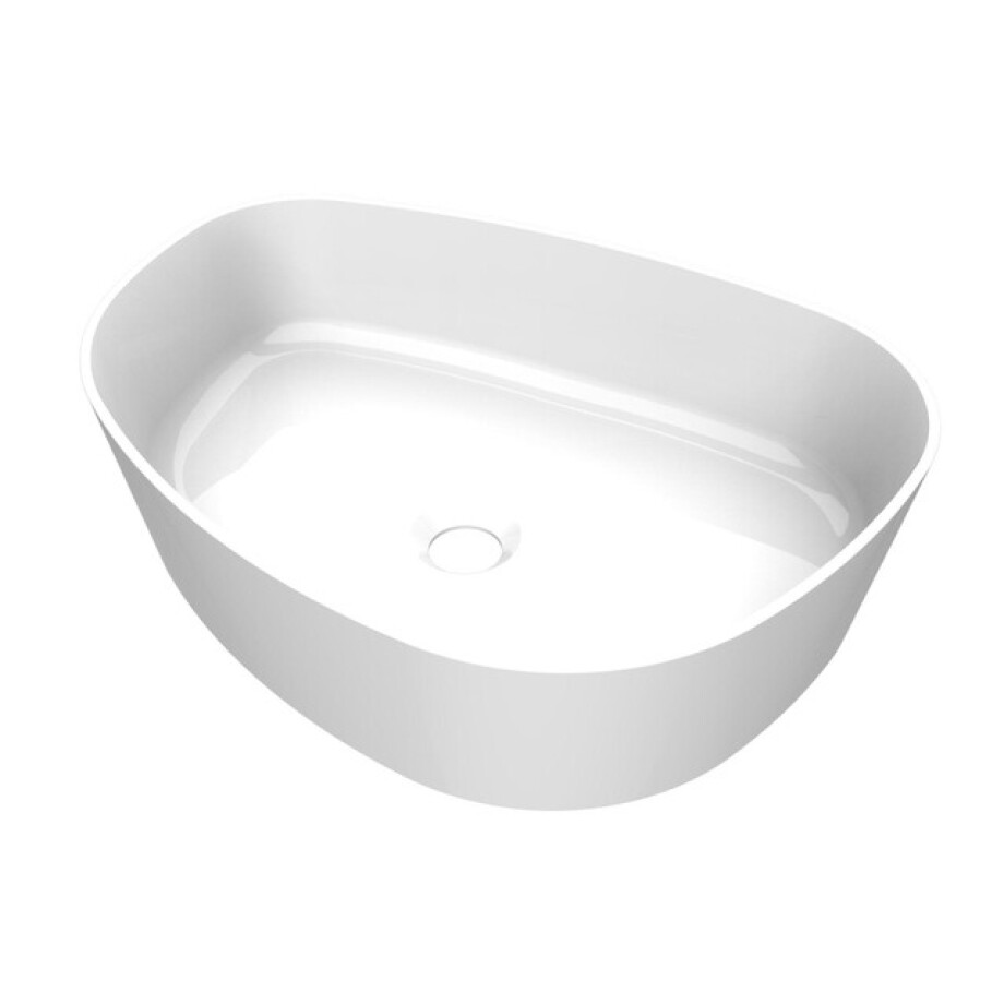 Arcqua Rocker waskom - 50x37x13cm - opbouw - rechts - organisch - cast marble wit glans WAS102200 afbeelding 1