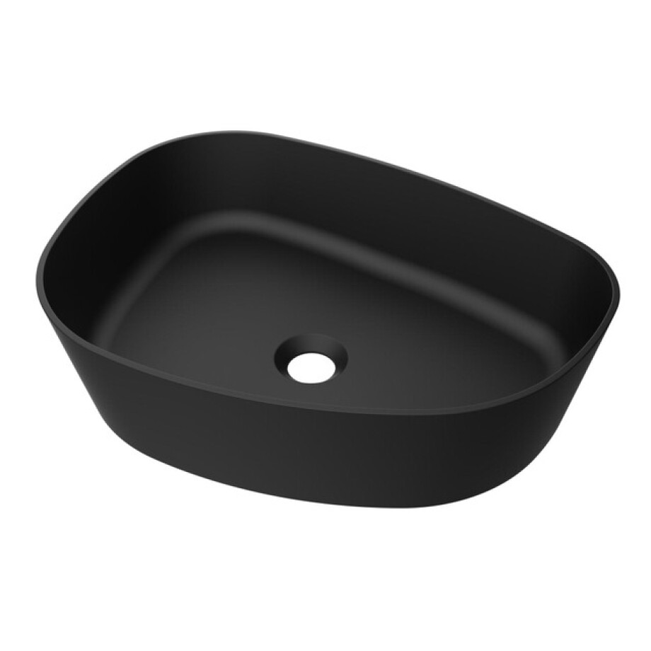 Arcqua Rocker Waskom - opbouw - organisch - links - 50x37cm - mat zwart WAS120001 afbeelding 1