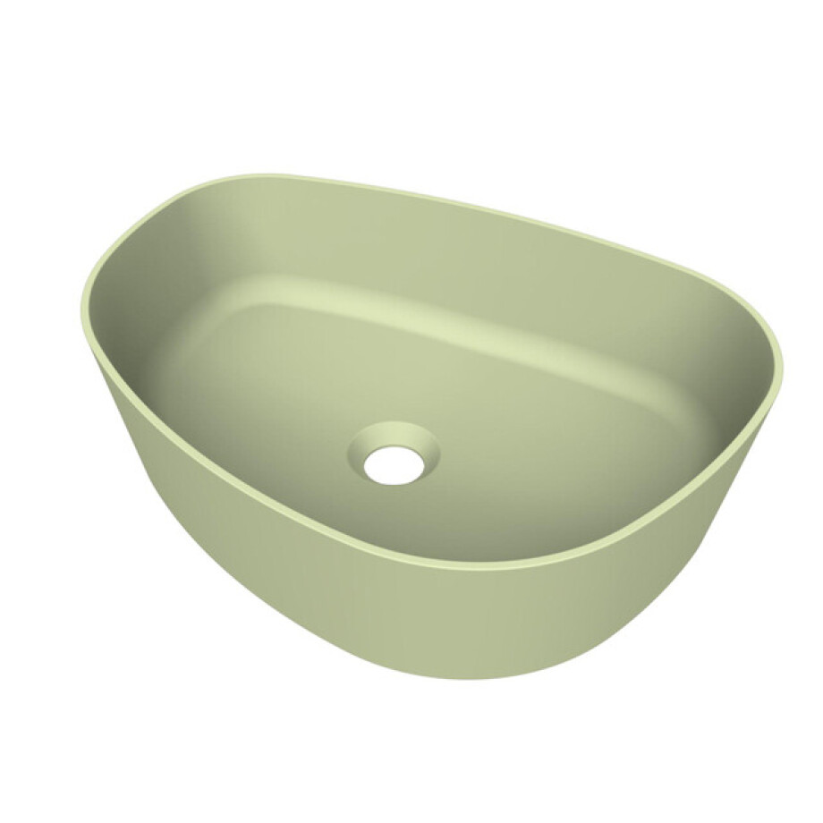 Arcqua Rocker waskom - opbouw - organisch rechts - 50x37cm - mat pastel groen WAS702188 afbeelding 1