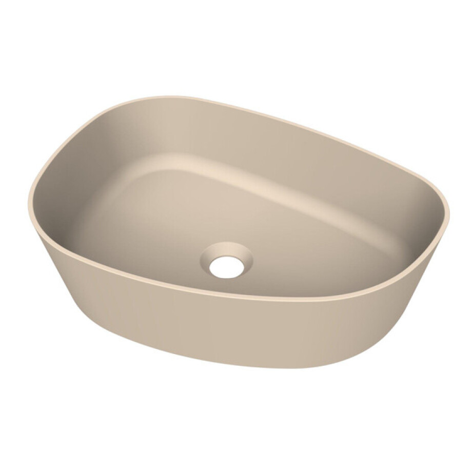 Arcqua Rocker waskom - opbouw - organisch rechts - 50x37cm - mat zand WAS554165 afbeelding 1