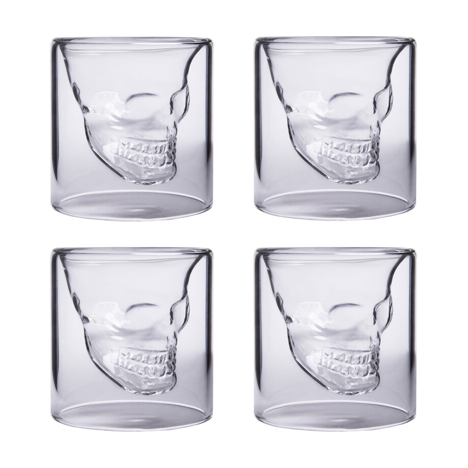 Aretica Shot glaasjes Skull - Echt glas - Set van 4 afbeelding 1