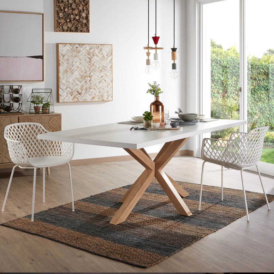 Kave Home Eettafel 'Argo' Eiken/Wit, 200 x 100cm afbeelding 