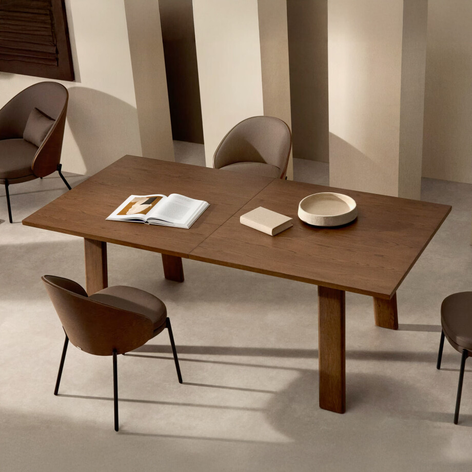 Kave Home Uitschuifbare Eettafel 'Arlen' Eiken, 200 - 250 x 95cm, kleur Walnoot afbeelding 1