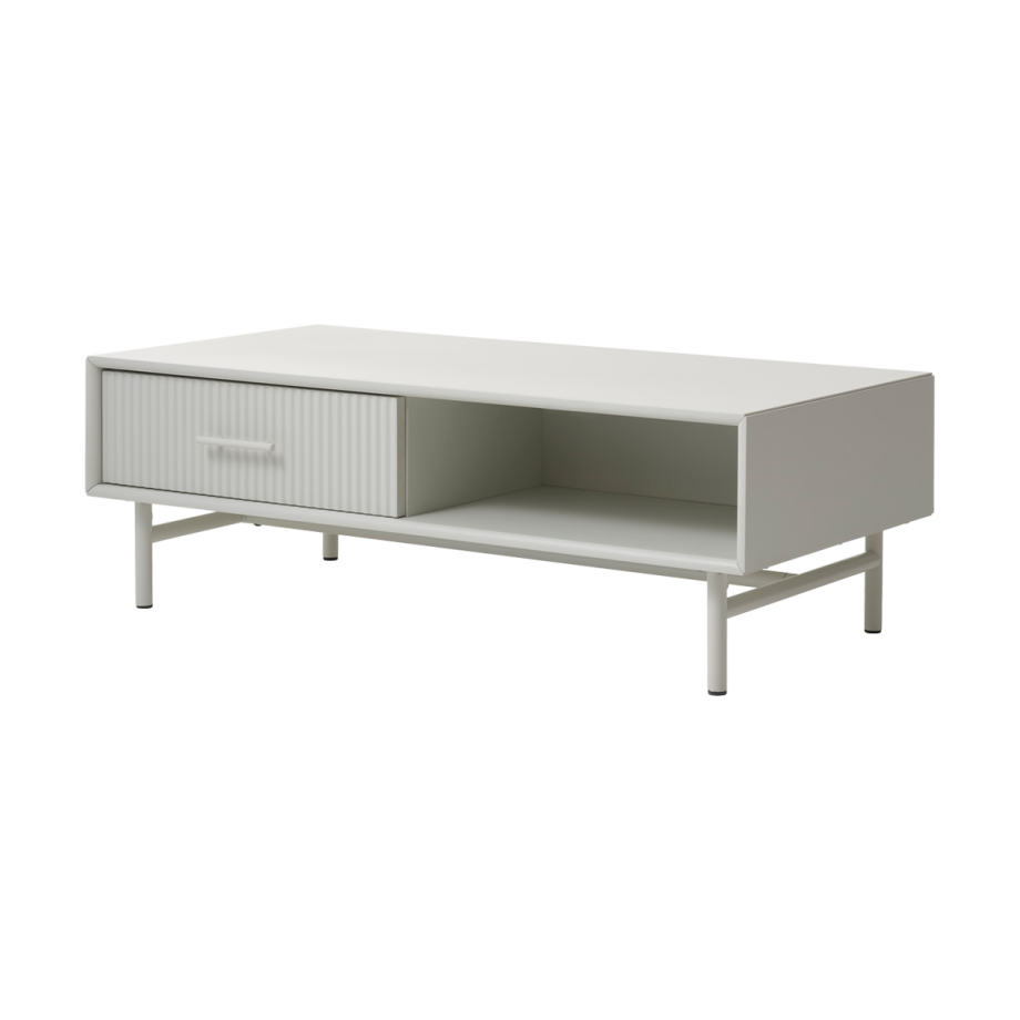 Arlo houten salontafel met lade grijs/beige - 120 x 60 cm Arlo houten salontafel met lade grijs/beige - 120 x 60 cm afbeelding 1