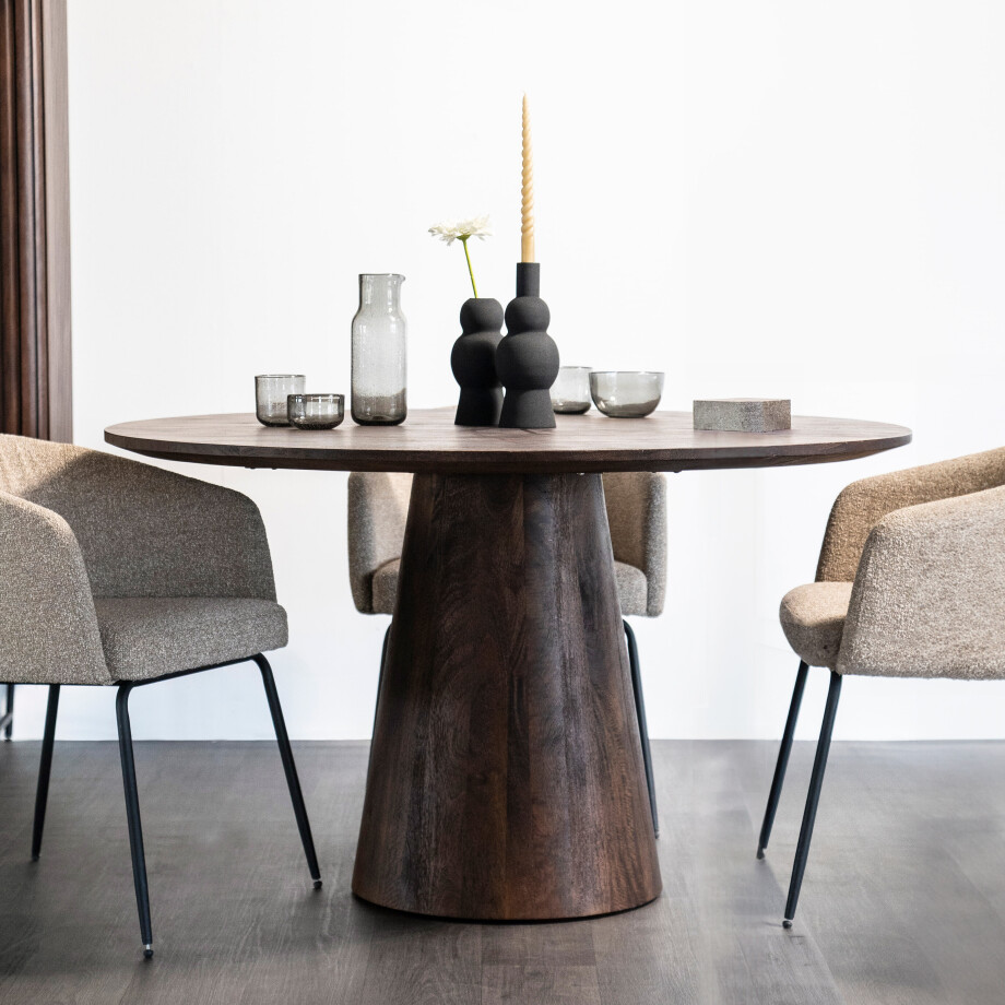 Eleonora Ronde Eettafel 'Aron' Mangohout, kleur Bruin, 130cm afbeelding 1