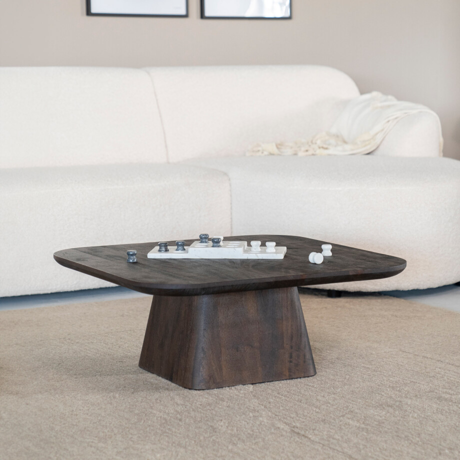 Eleonora Salontafel 'Aron' Mangohout, 80 x 80cm, kleur Bruin afbeelding 1