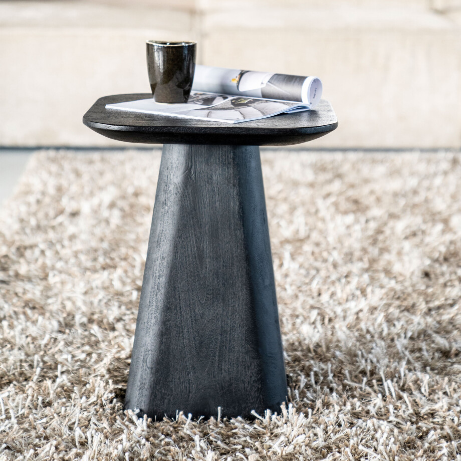 Eleonora Bijzettafel 'Aron' Mangohout, 40 x 40cm, kleur Zwart afbeelding 1
