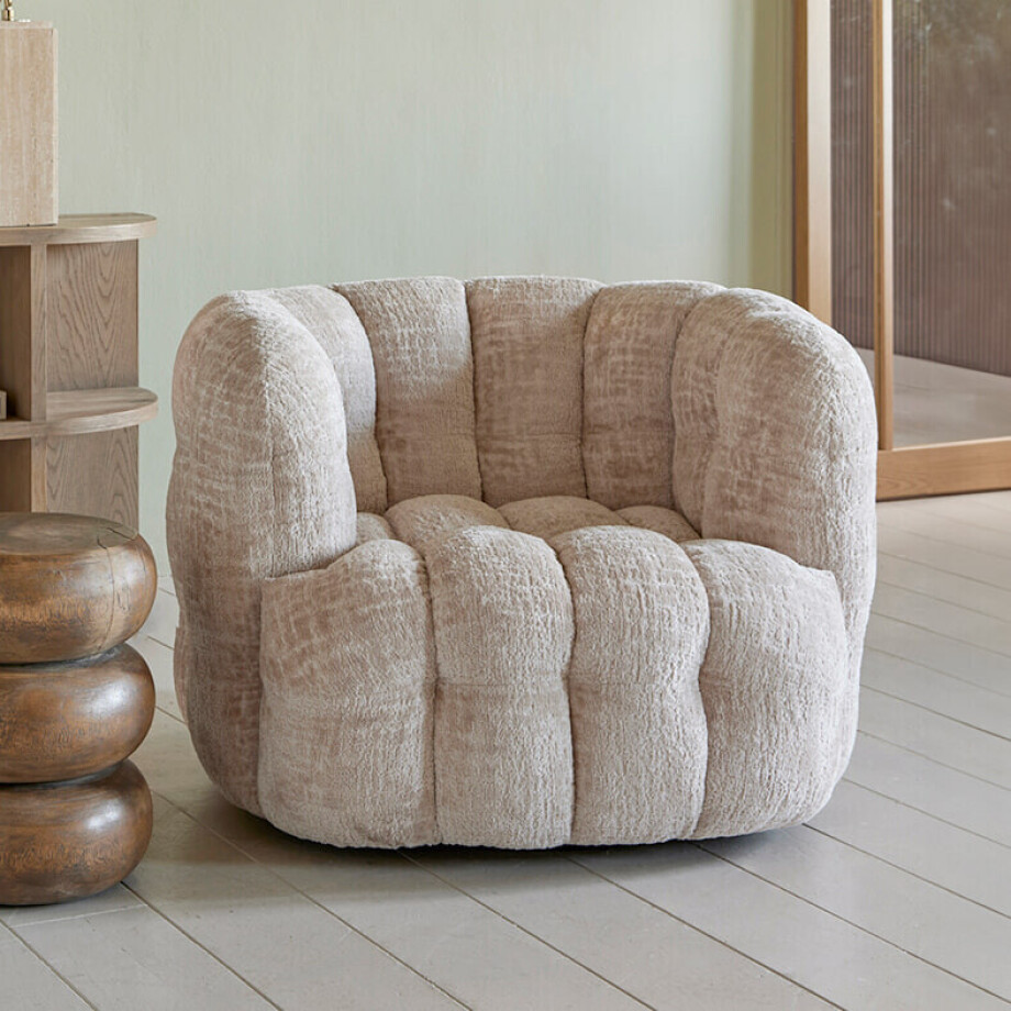 Rivièra Maison Draaifauteuil 'Arosa' Chenille, kleur Naturel afbeelding 1