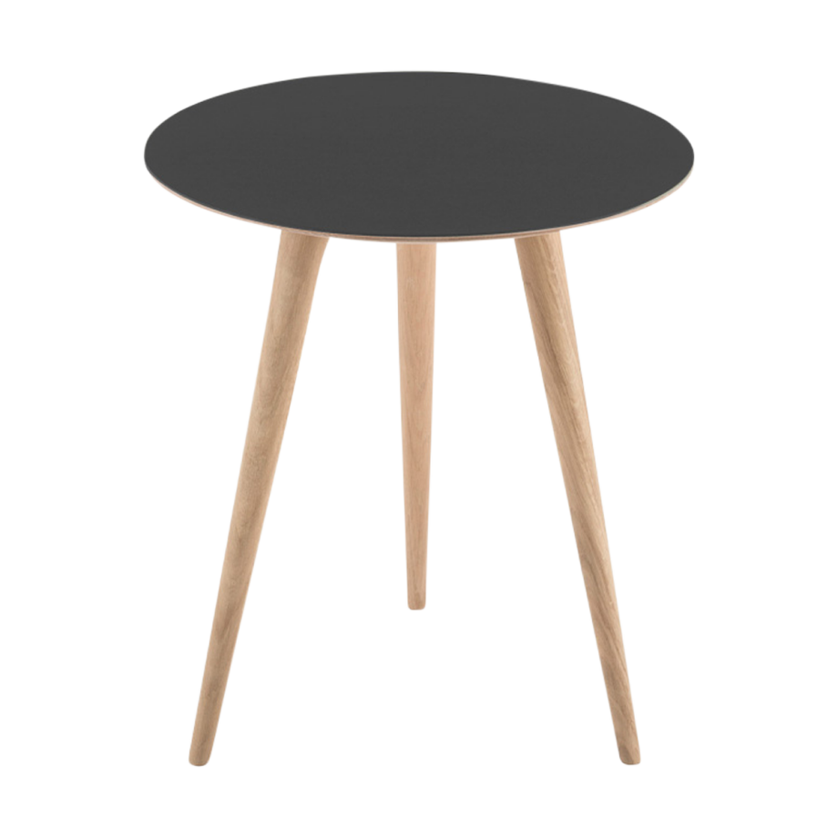 Arp side table houten bijzettafel whitewash - met linoleum tafelblad nero - Ø 45 cm Arp side table houten bijzettafel whitewash - met linoleum tafelblad nero - Ø 45 cm afbeelding 1