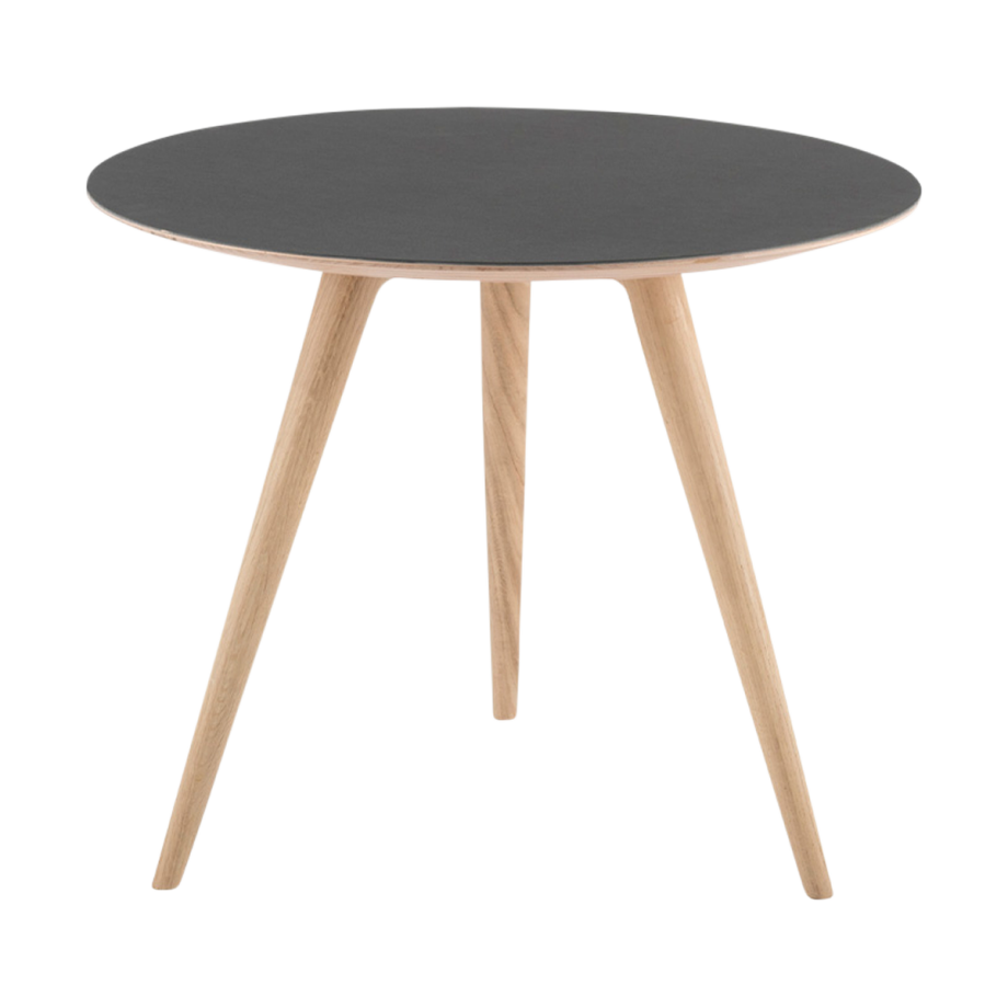 Arp side table houten bijzettafel whitewash - met linoleum tafelblad nero - Ø 55 cm Arp side table houten bijzettafel whitewash - met linoleum tafelblad nero - Ø 55 cm afbeelding 1